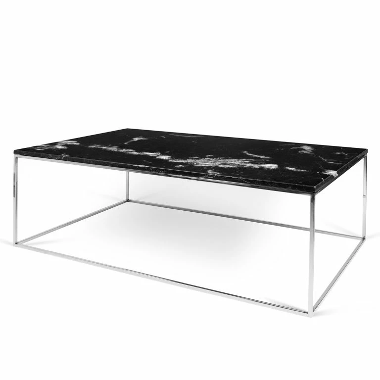 loftscape Temahome Table basse Gleam I – Marbre / Métal – Noir / Chrome – Largeur : 120 cm