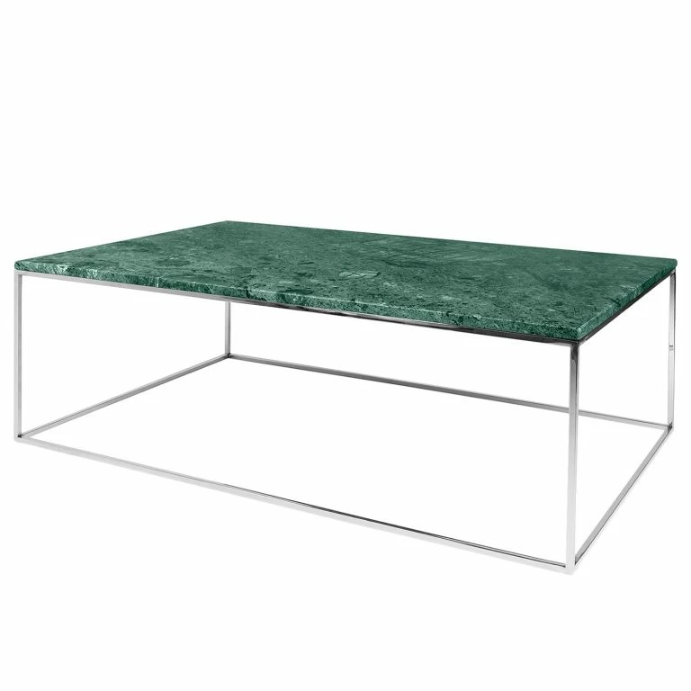 loftscape Temahome Table basse Gleam I – Marbre / Métal – Vert / Chrome – Largeur : 120 cm