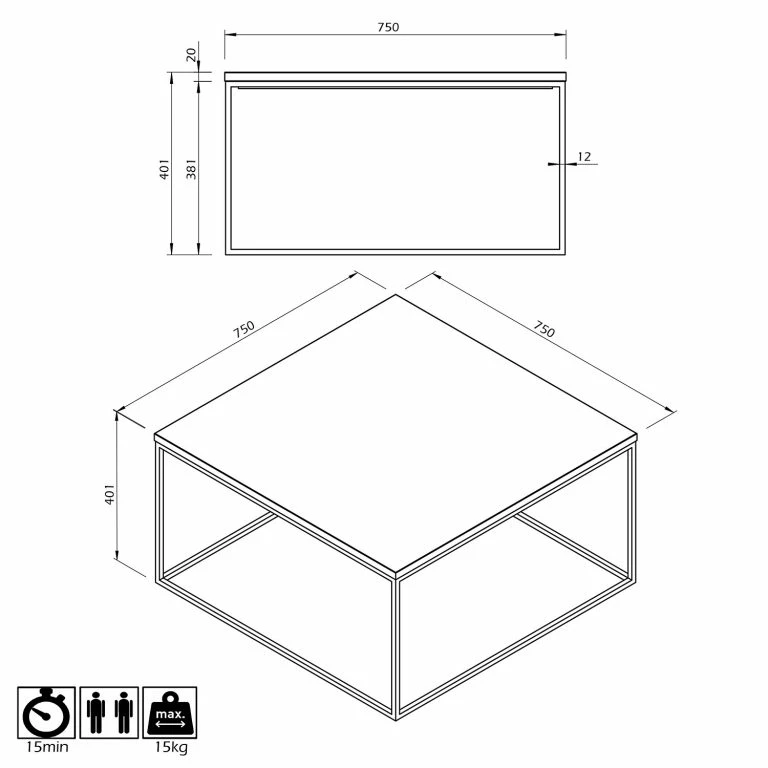 Loftscape Temahome Table Basse Gleam I – Marbre / Métal – Vert / Noir – Largeur : 75 Cm
