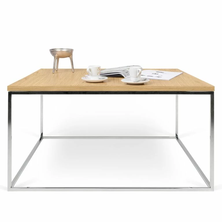 Loftscape Temahome Table Basse Gleam III – Placage En Bois Véritable / Métal – Chêne – Largeur : 75 Cm