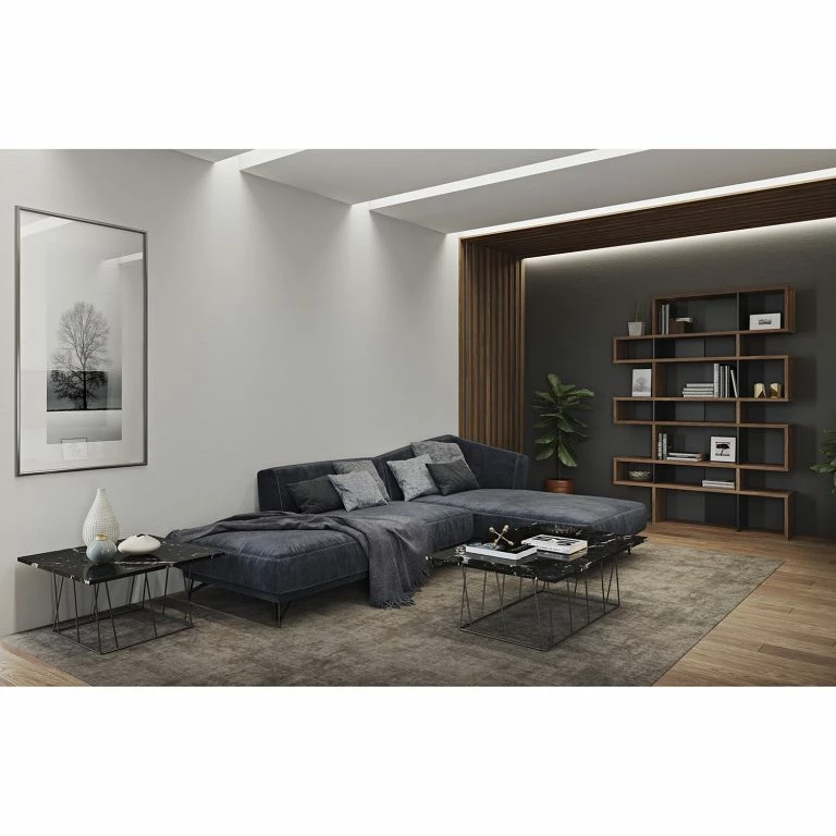 Loftscape Temahome Table Basse Helix – Marbre / Métal – Noir