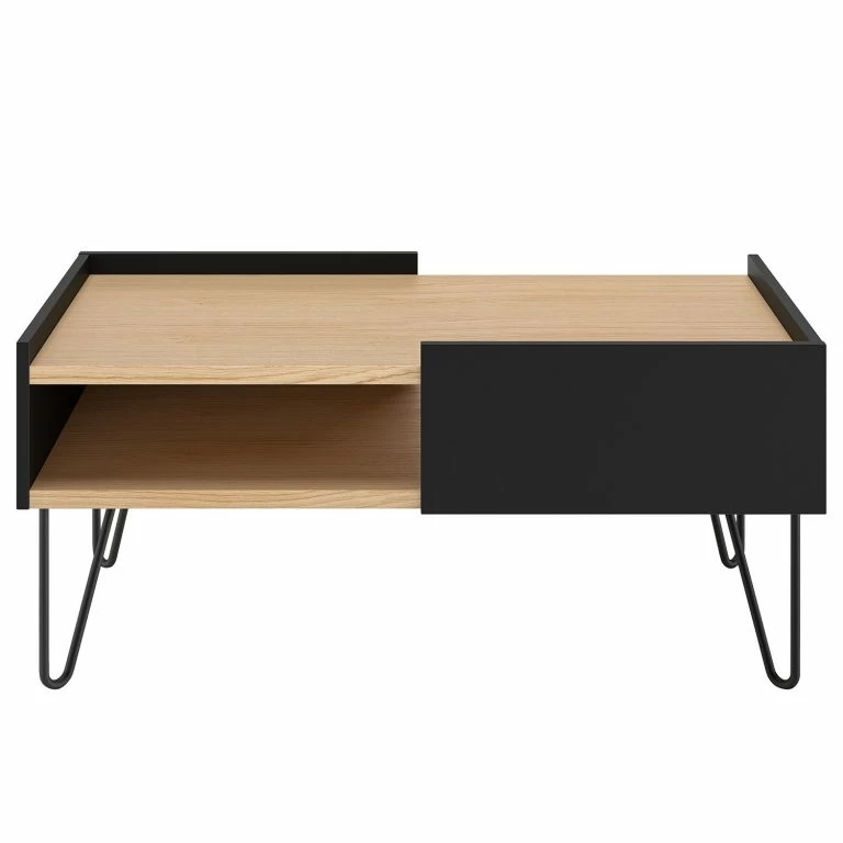 Loftscape Temahome Table Basse Nina – Placage En Bois Véritable / Métal – Chêne / Noir
