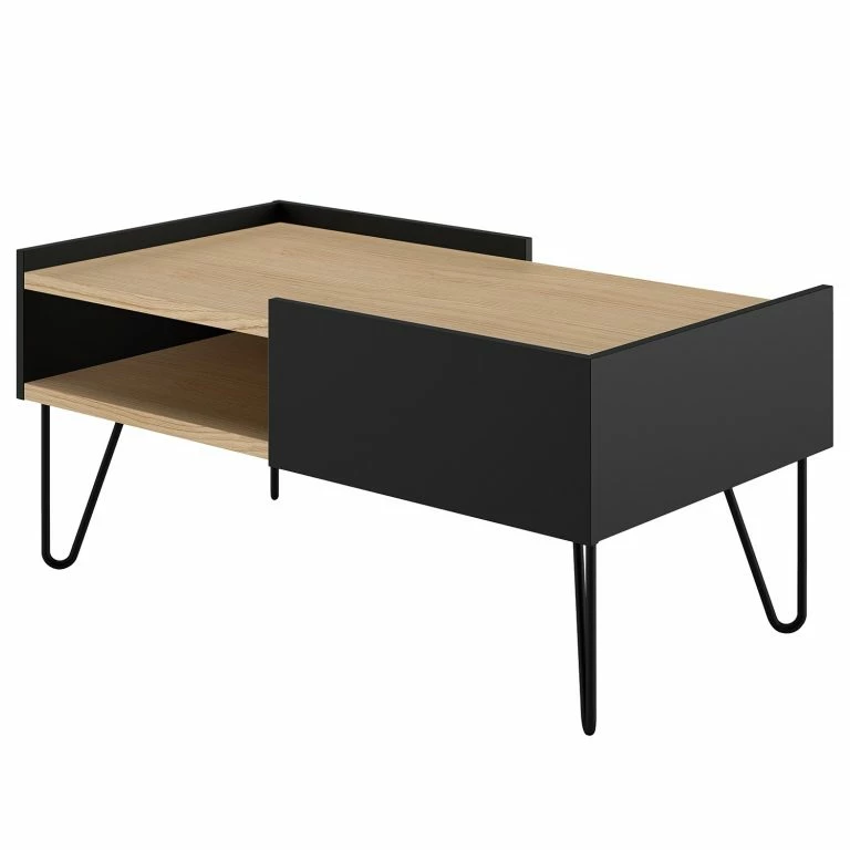 loftscape Temahome Table basse Nina – Placage en bois véritable / Métal – Chêne / Noir