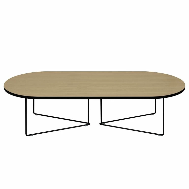 Loftscape Temahome Table Basse Oval – Placage En Bois Véritable / Métal – Chêne Clair