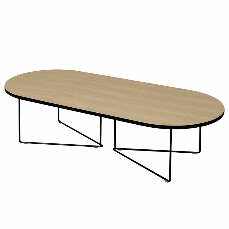 loftscape Temahome Table basse Oval – Placage en bois véritable / Métal – Chêne clair