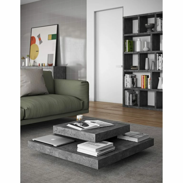 Loftscape Temahome Table Basse Slate – Imitation Béton / Noir