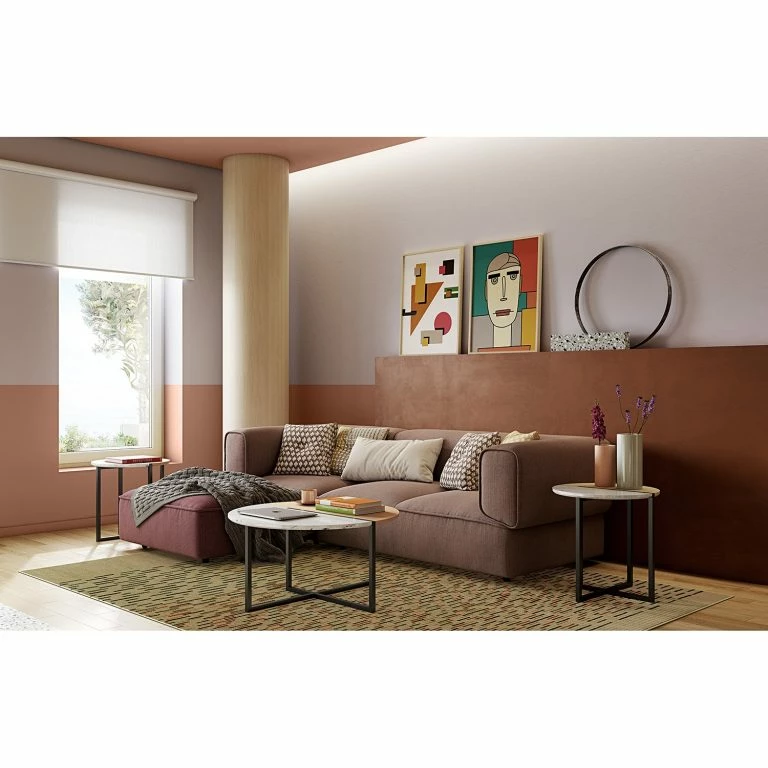 Loftscape Temahome Table Basse Sonata – Marbre / Acier – Chêne / Blanc