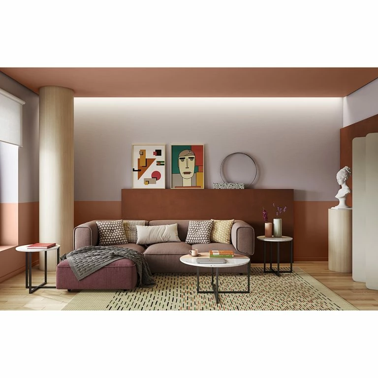 Loftscape Temahome Table Basse Sonata – Marbre / Acier – Chêne / Blanc