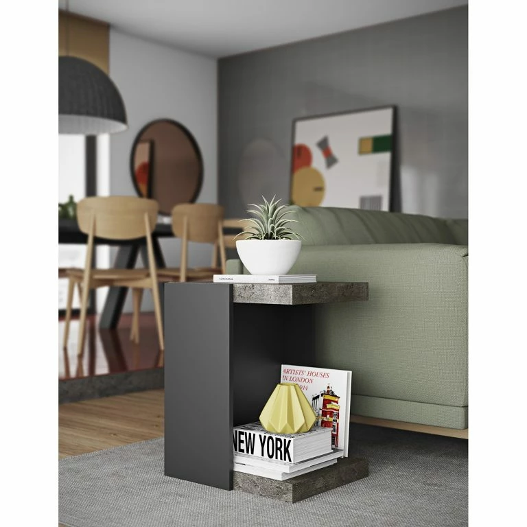 Loftscape Temahome Table D’appoint Lande – Imitation Béton / Noir
