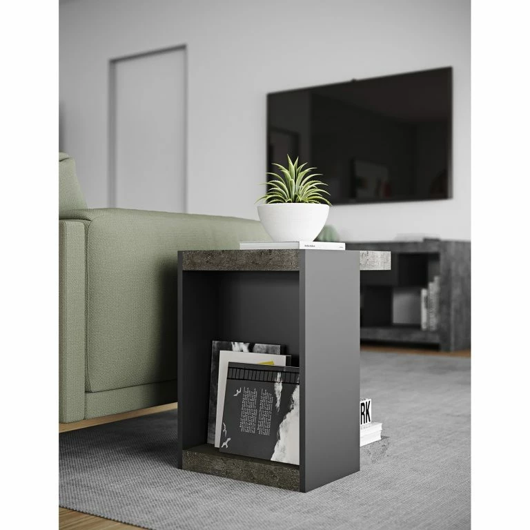 Loftscape Temahome Table D’appoint Lande – Imitation Béton / Noir