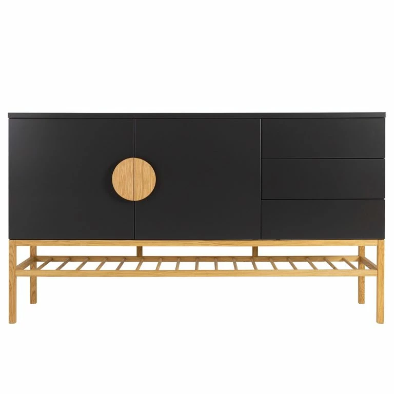 Loftscape Tenzo Buffet Scoop – Partiellement En Chêne Massif – Noir