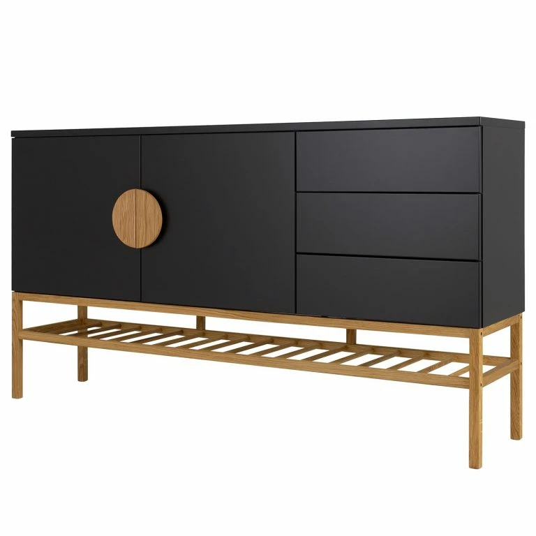 loftscape Tenzo Buffet Scoop – Partiellement en chêne massif – Noir