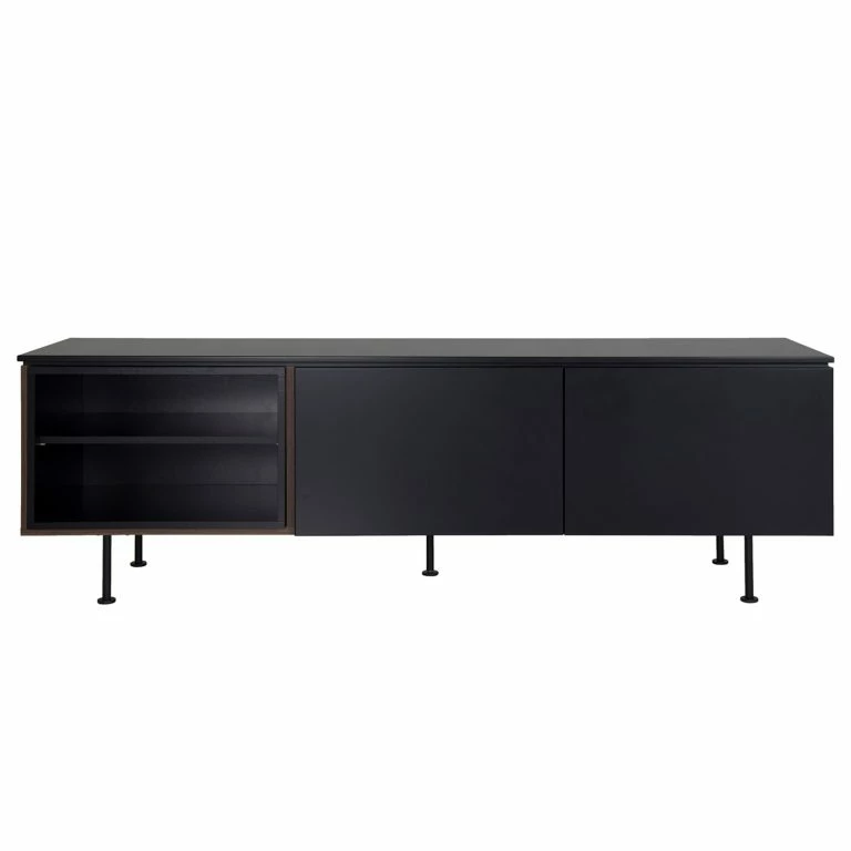 Loftscape Tenzo Meuble TV Plain I – Noir / Imitation Noyer