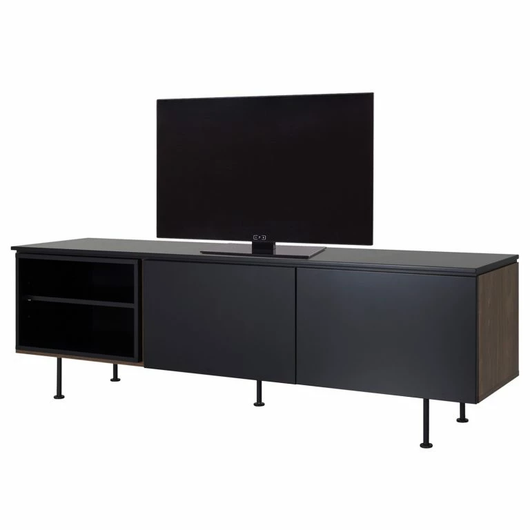 loftscape Tenzo Meuble TV Plain I – Noir / Imitation noyer
