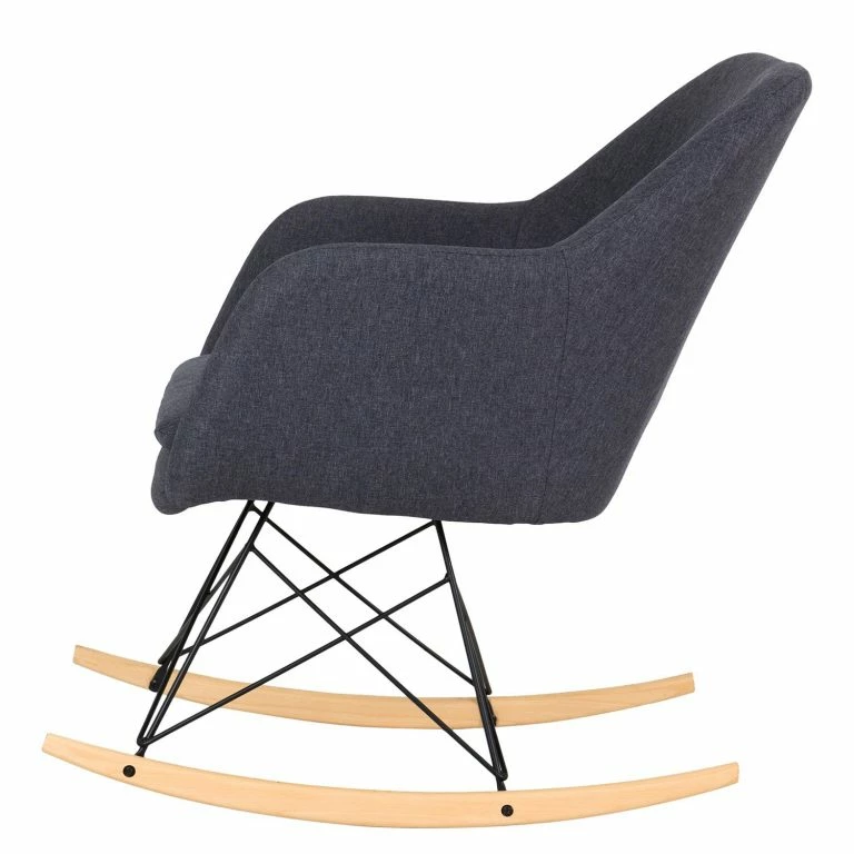 Loftscape Tenzo Rocking Chair Emma – Tissu / Chêne Massif – Anthracite / Chêne