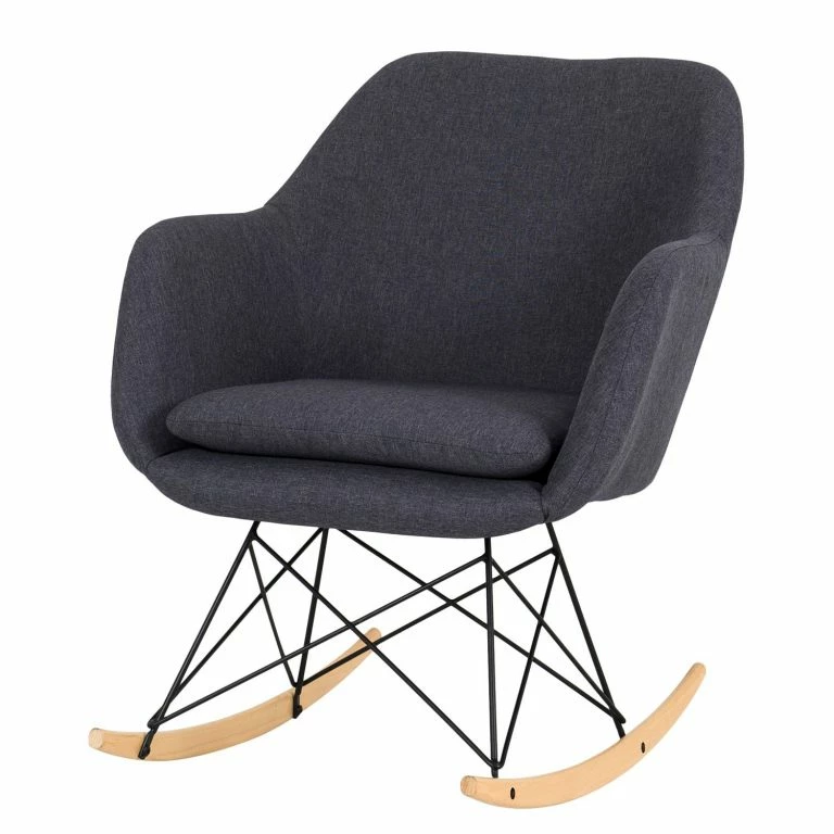 loftscape Tenzo Rocking chair Emma – Tissu / Chêne massif – Anthracite / Chêne