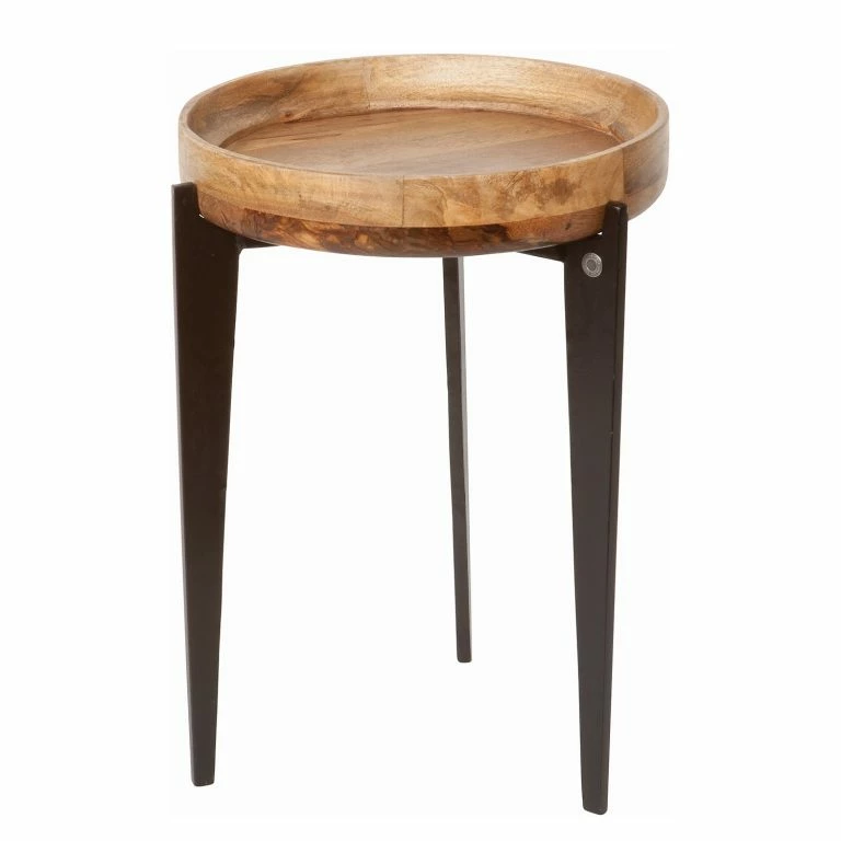 loftscape Tom Tailor Bout de canapé Richland I – Manguier massif / Aluminium – Manguier / Noir