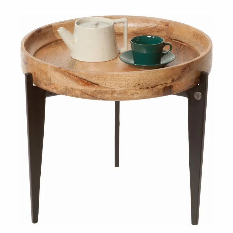Loftscape Tom Tailor Bout De Canapé Richland II – Manguier Massif / Aluminium – Manguier / Noir