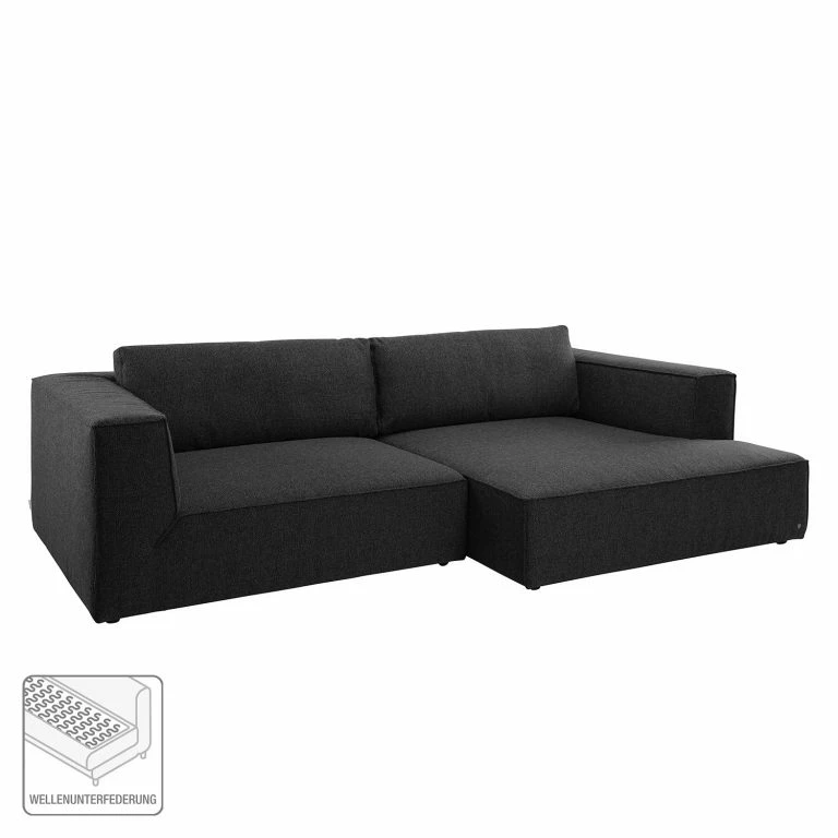 Loftscape Tom Tailor Canapé D’angle Big Cube Style – Tissu – Tissu TBO : 9 Anthrazite – Méridienne Courte à Droite (vue De Face)