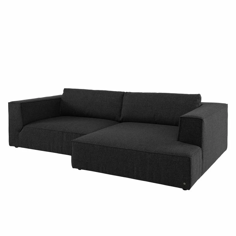 Loftscape Tom Tailor Canapé D’angle Big Cube Style – Tissu – Tissu TBO : 9 Anthrazite – Méridienne Courte à Droite (vue De Face)