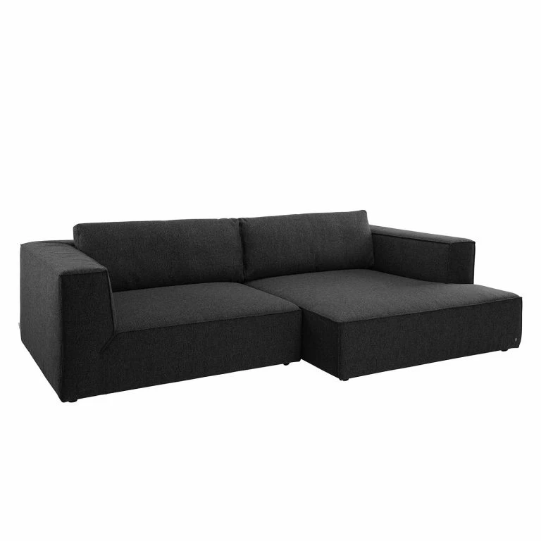 loftscape Tom Tailor Canapé d’angle Big Cube Style – Tissu – Tissu TBO : 9 anthrazite – Méridienne courte à droite (vue de face)