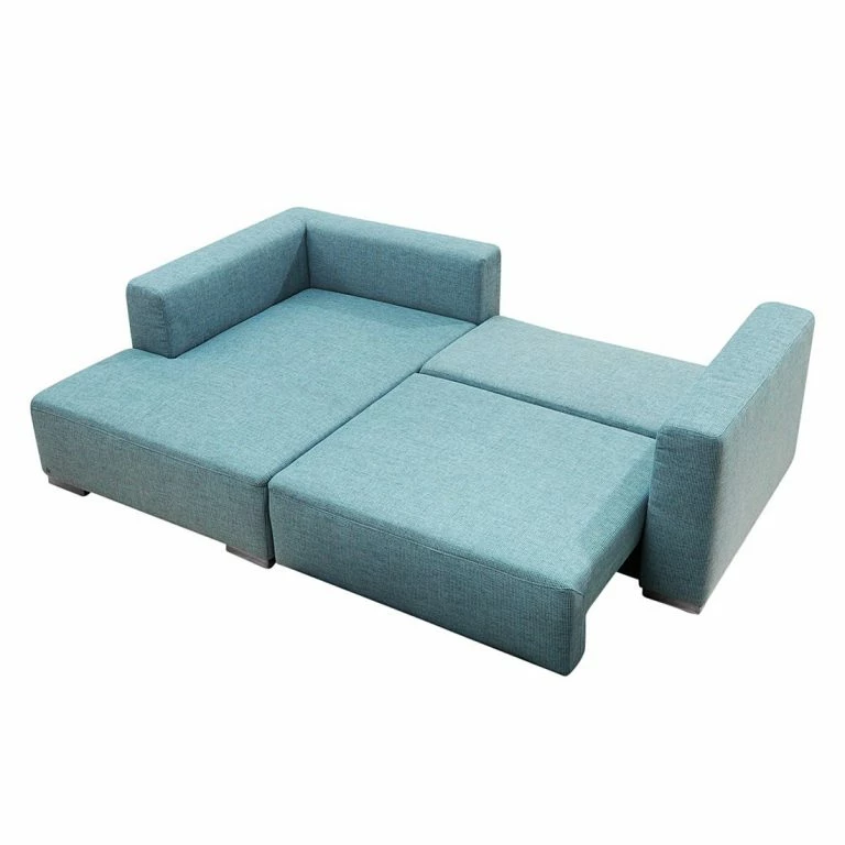 Loftscape Tom Tailor Canapé D’angle Heaven Casual – Tissu TCU : 6 Fresh Blue – Méridienne Courte à Gauche (vue De Face) – Fonction Couchage – Coffre De Lit
