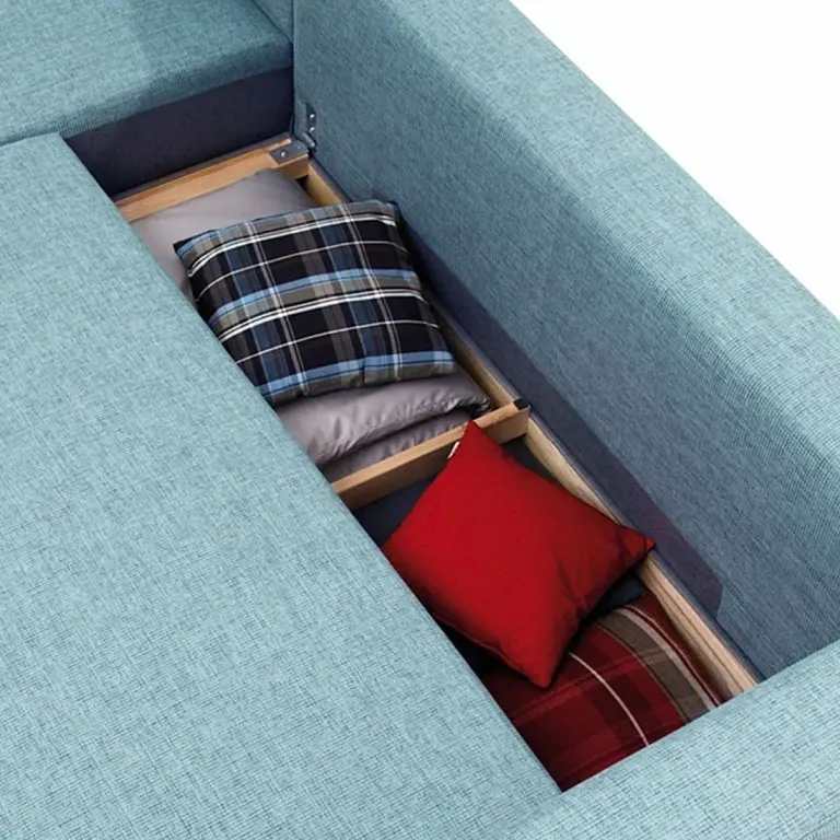Loftscape Tom Tailor Canapé D’angle Heaven Casual – Tissu TCU : 6 Fresh Blue – Méridienne Courte à Gauche (vue De Face) – Fonction Couchage – Coffre De Lit