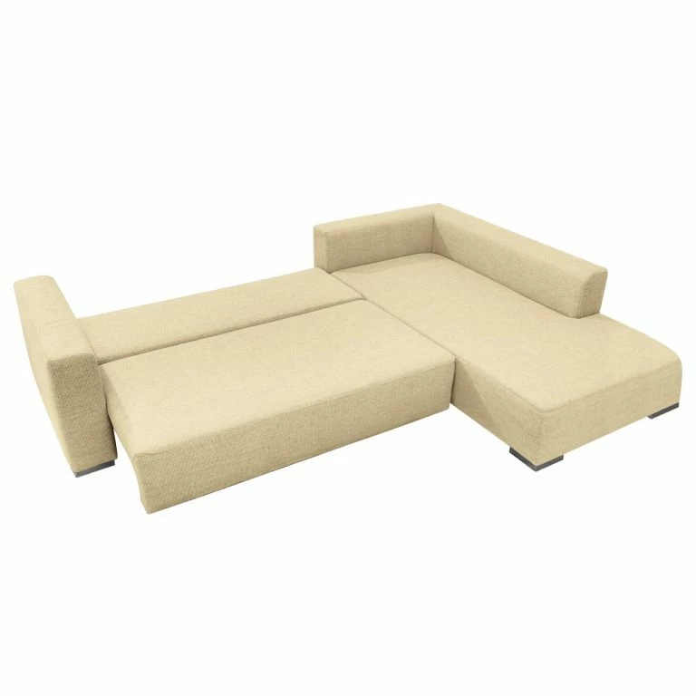 Loftscape Tom Tailor Canapé D’angle Heaven Colors Style M – Tissu TCU : 1 Warm Beige – Méridienne Courte à Droite (vue De Face) – Fonction Couchage – Coffre De Lit