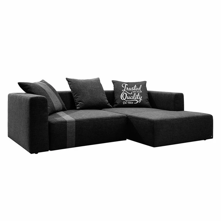 loftscape Tom Tailor Canapé d’angle Heaven Stripe – Noir / Gris – Sans coussin
