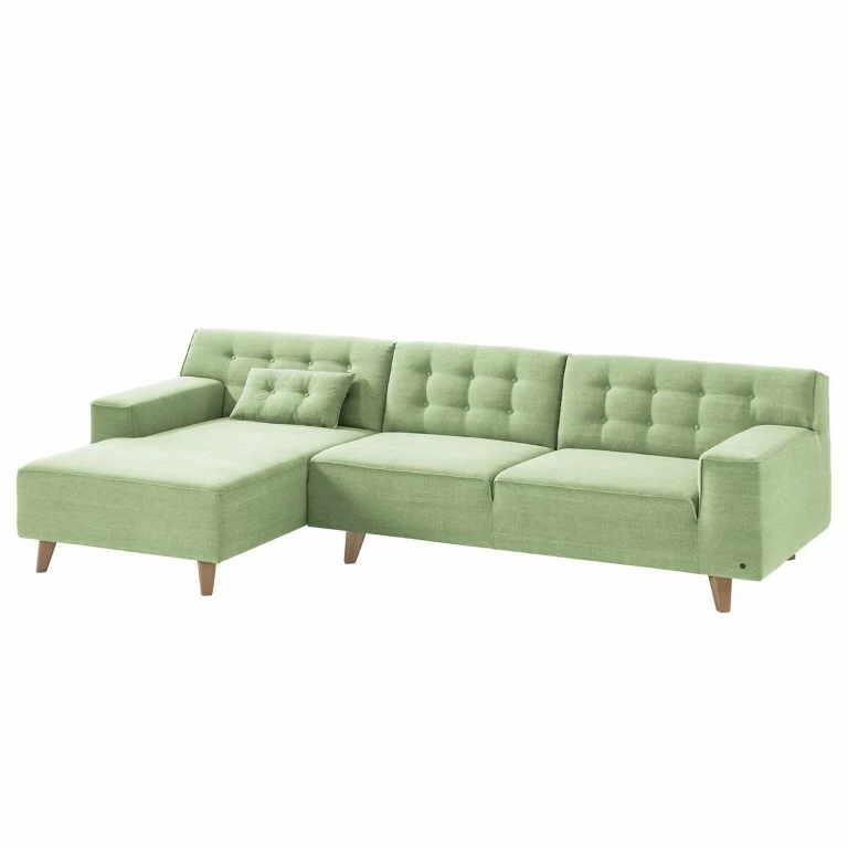 loftscape Tom Tailor Canapé d’angle Nordic Chic II – Tissu TUS : 5 pistaccio – Méridienne courte à gauche (vue de face)