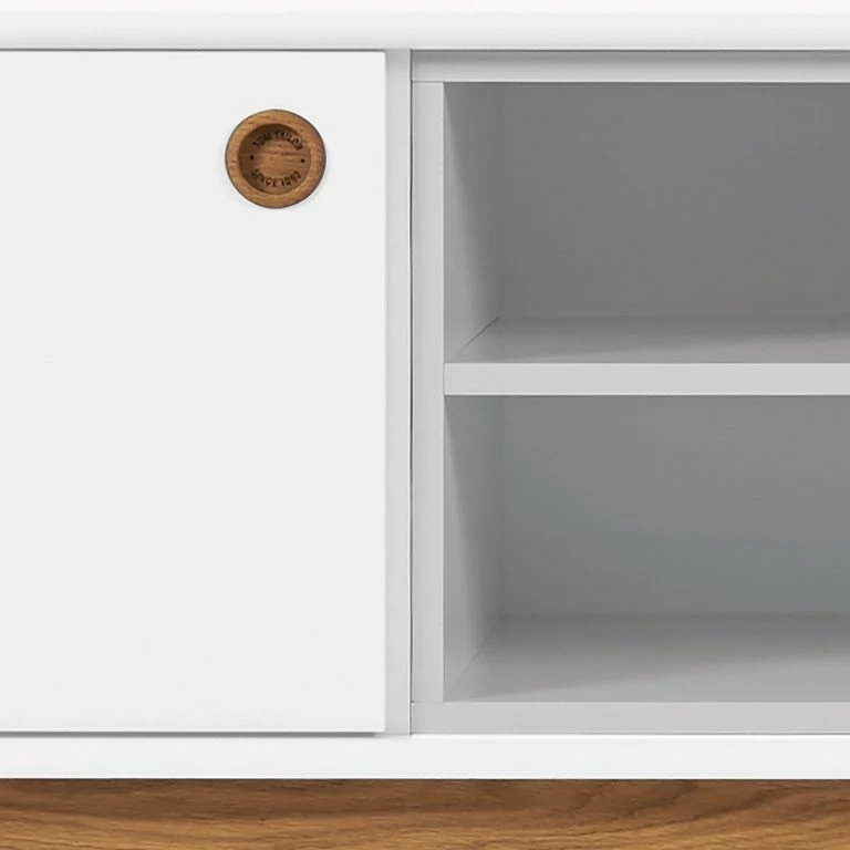 Loftscape Tom Tailor Meuble TV Color Box – Partiellement En Chêne Massif – Blanc / Gris Clair