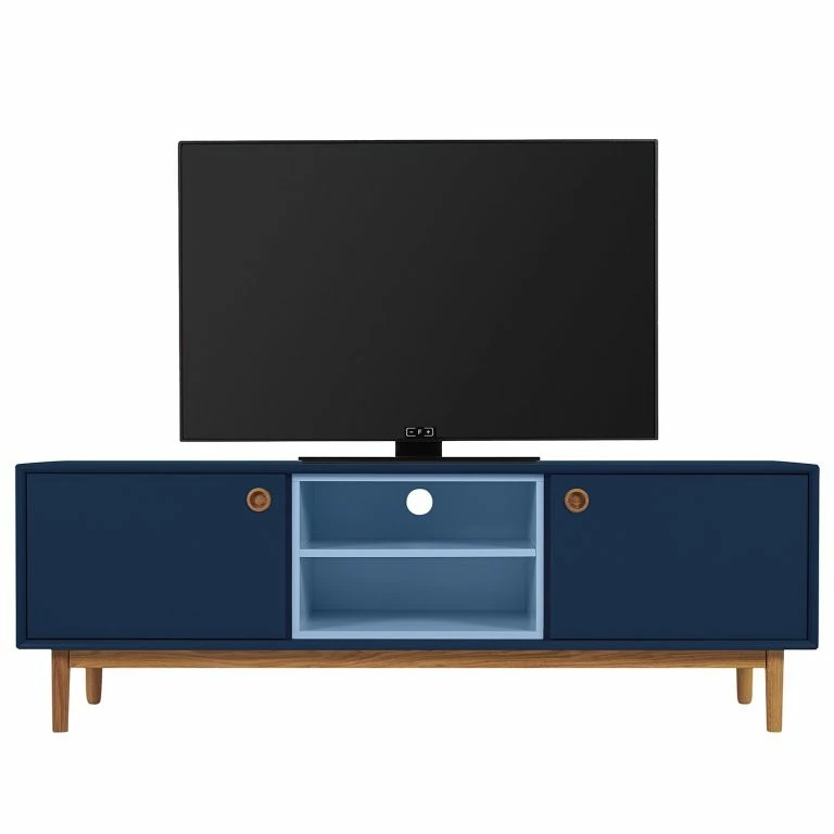 loftscape Tom Tailor Meuble TV Color Box – Partiellement en chêne massif – Bleu marine