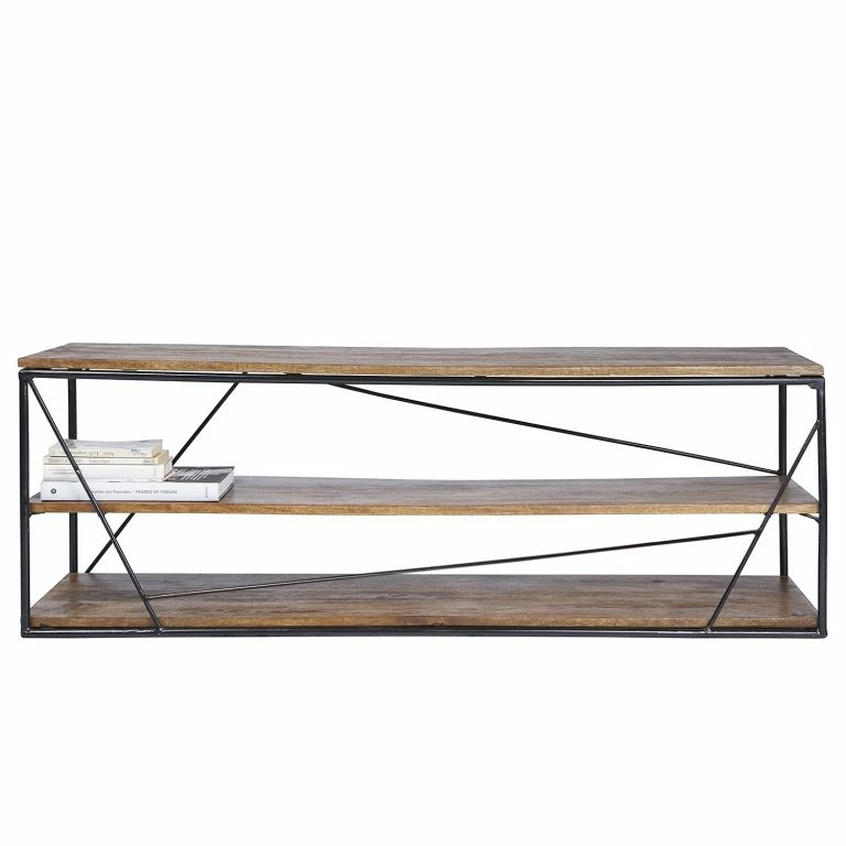 Loftscape Tom Tailor Meuble TV Piketon – Manguier Massif / Aluminium – Manguier / Noir