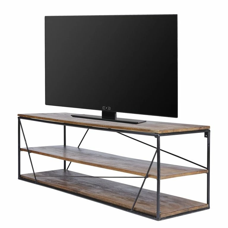 loftscape Tom Tailor Meuble TV Piketon – Manguier massif / Aluminium – Manguier / Noir
