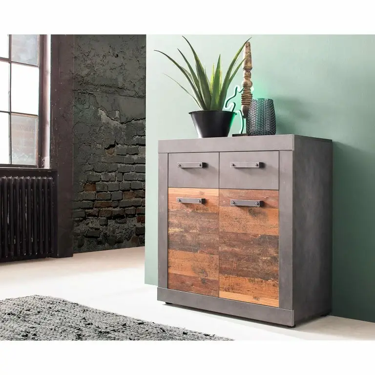 Loftscape Trendteam Buffet Indy I – Imitation Bois Recyclé / Anthracite