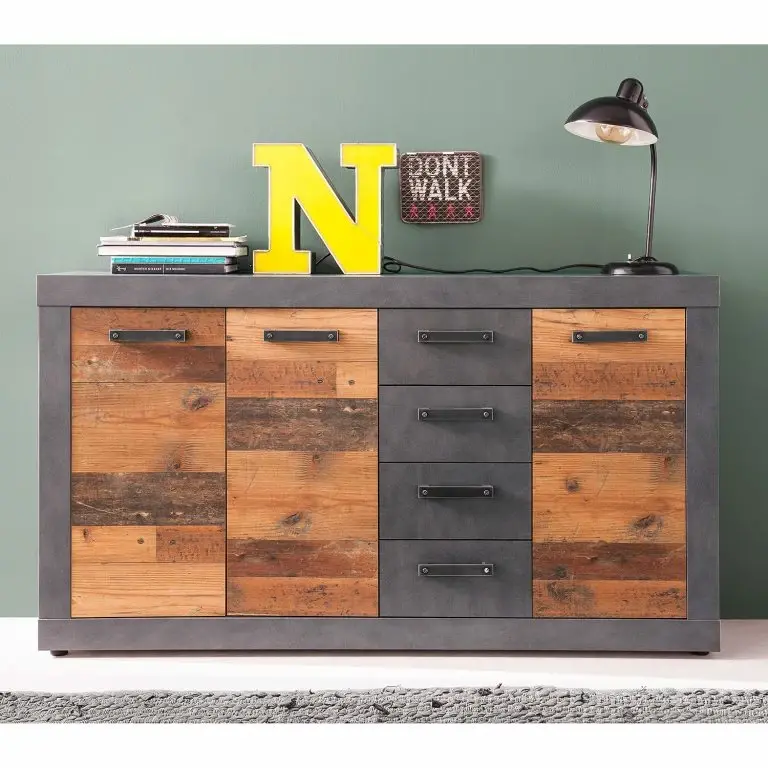 Loftscape Trendteam Buffet Indy I – Imitation Bois Recyclé / Anthracite