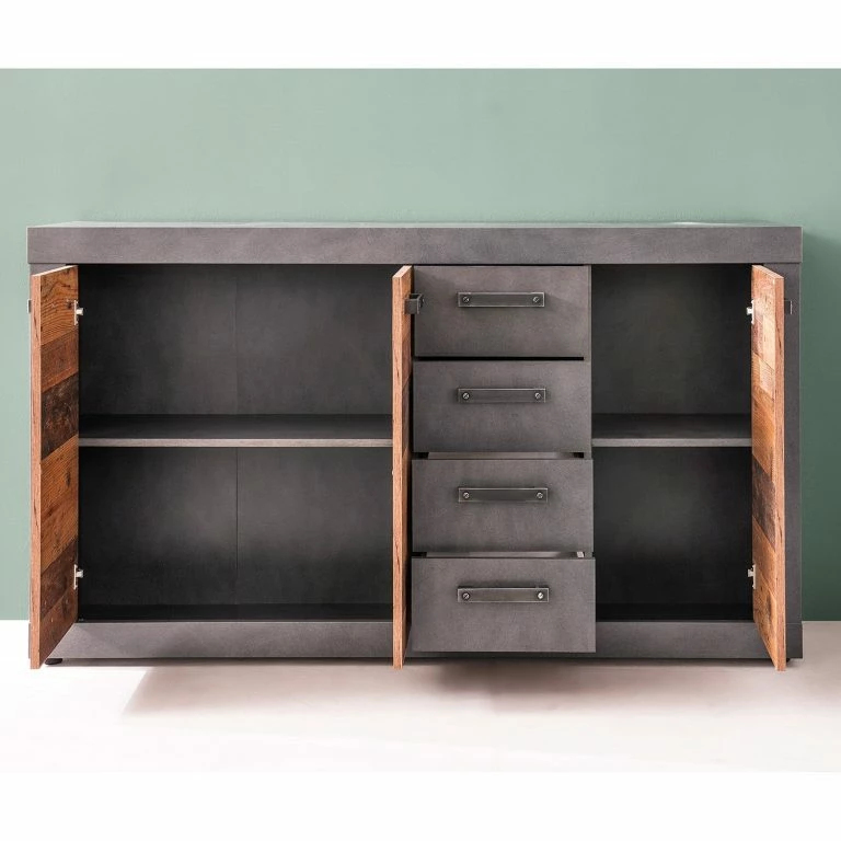 Loftscape Trendteam Buffet Indy I – Imitation Bois Recyclé / Anthracite
