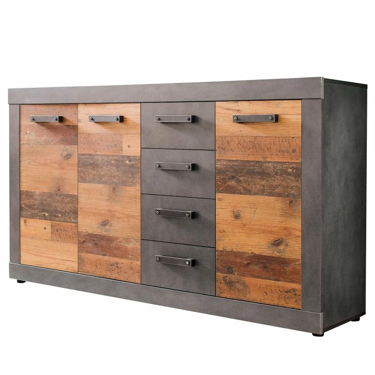 loftscape Trendteam Buffet Indy I – Imitation bois recyclé / Anthracite