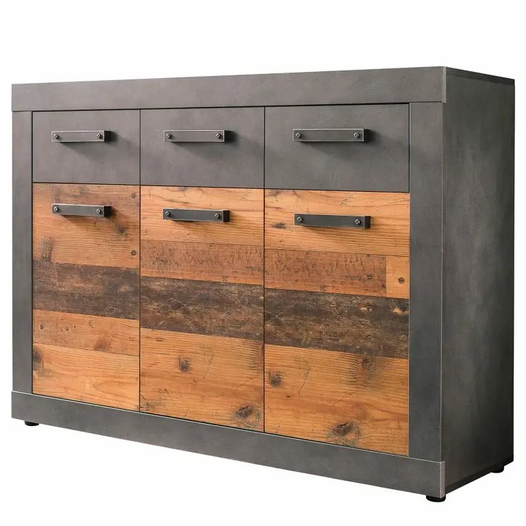 loftscape Trendteam Buffet Indy II – Imitation bois recyclé / Anthracite