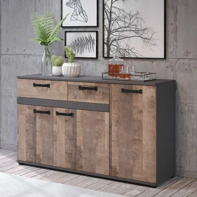 Loftscape Trendteam Buffet Stripe – Imitation Bois Recyclé / Gris