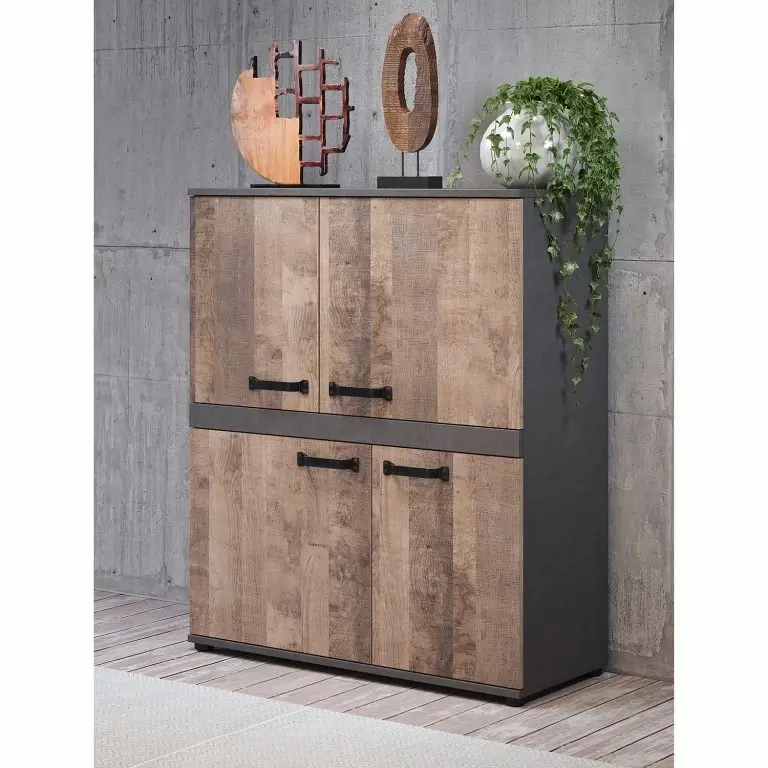 Loftscape Trendteam Meuble D’entrée Stripe II – Imitation Bois Recyclé / Gris