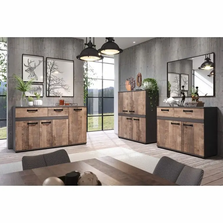 Loftscape Trendteam Meuble D’entrée Stripe II – Imitation Bois Recyclé / Gris