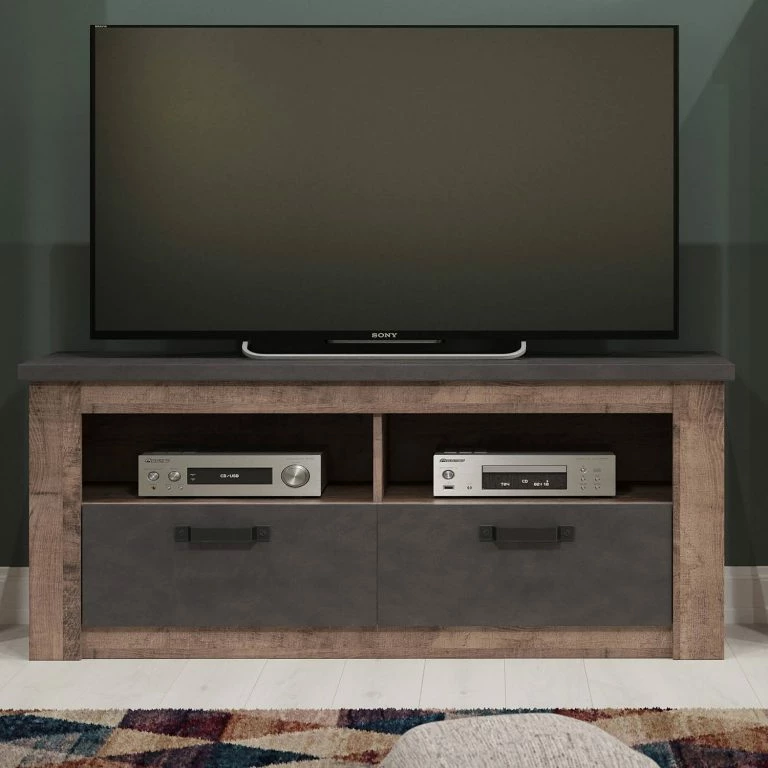 Loftscape Trendteam Meuble TV Georgia – Gris Foncé / Imitation Chêne Rustique