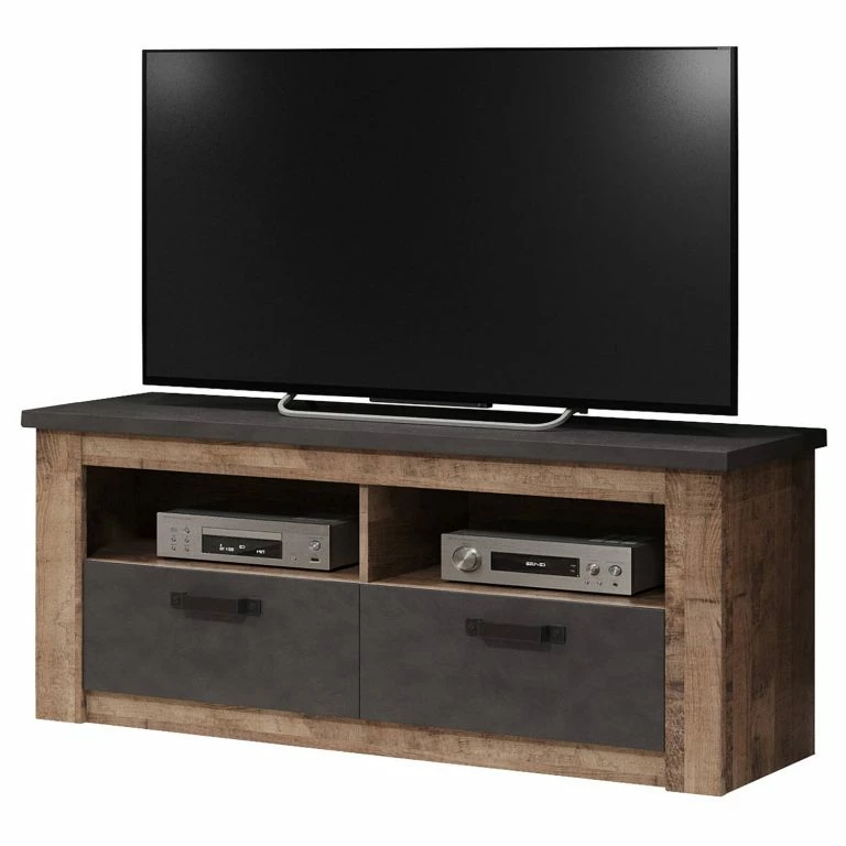 loftscape Trendteam Meuble TV Georgia – Gris foncé / Imitation chêne rustique