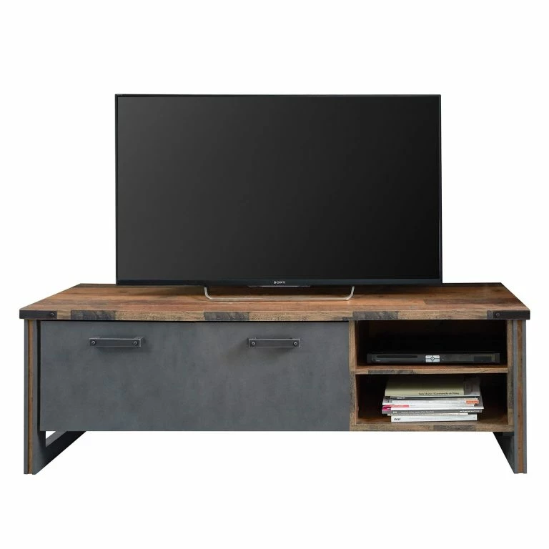loftscape Trendteam Meuble TV Prime – Imitation pin recyclé / Anthracite – Largeur : 178 cm