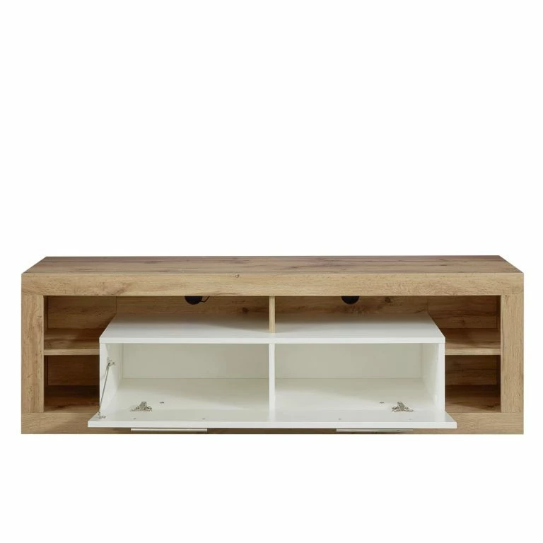 Loftscape Trendteam Meuble TV Rock – Blanc Brillant / Imitation Chêne De Wotan – Largeur : 150 Cm