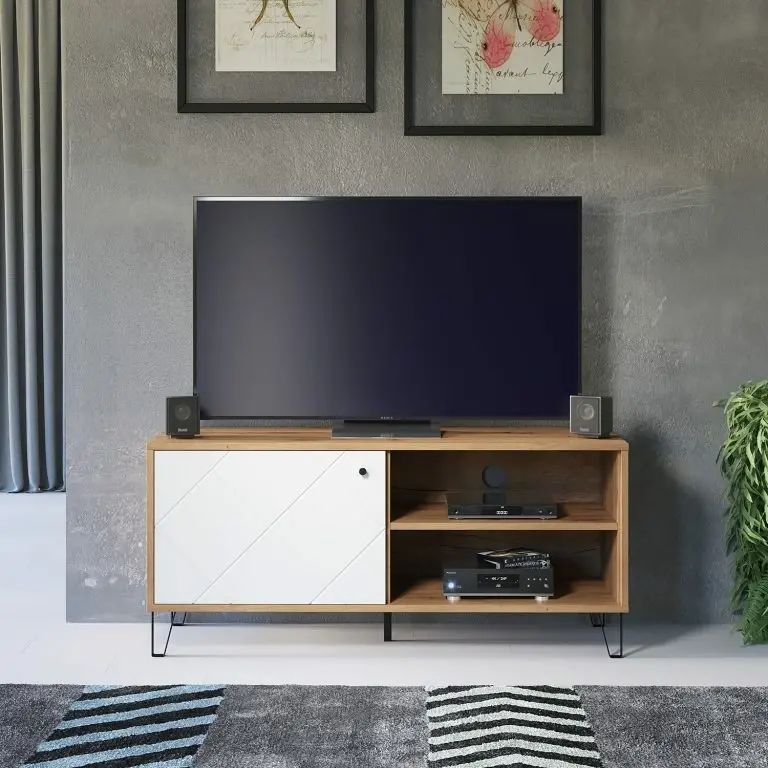 Loftscape Trendteam Meuble TV Touch I – Imitation Chêne Artisan / Blanc