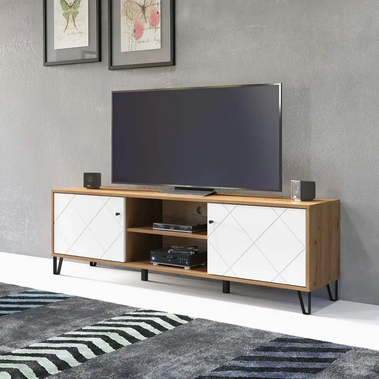 Loftscape Trendteam Meuble TV Touch II – Imitation Chêne Artisan / Blanc