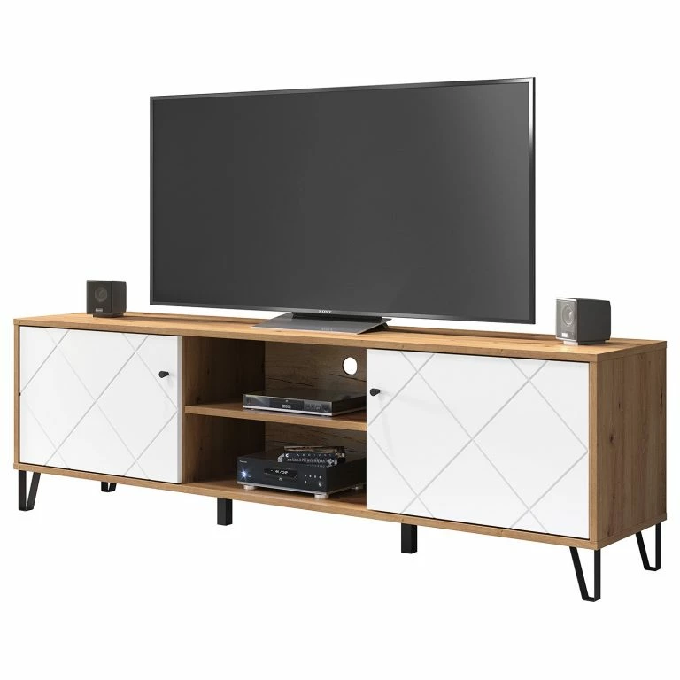 loftscape Trendteam Meuble TV Touch II – Imitation chêne artisan / Blanc