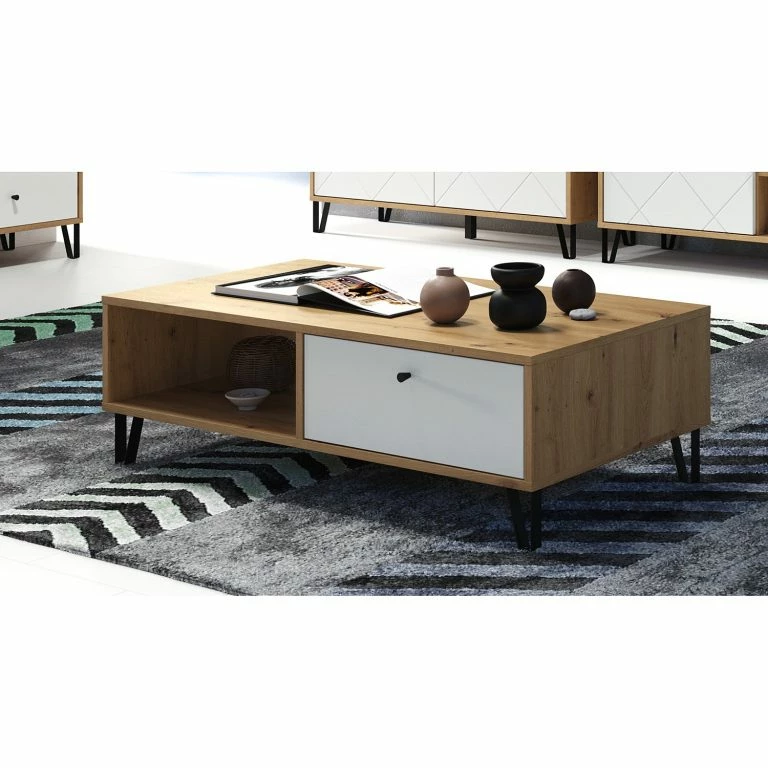 Loftscape Trendteam Table Basse Touch I – Imitation Chêne Artisan / Blanc